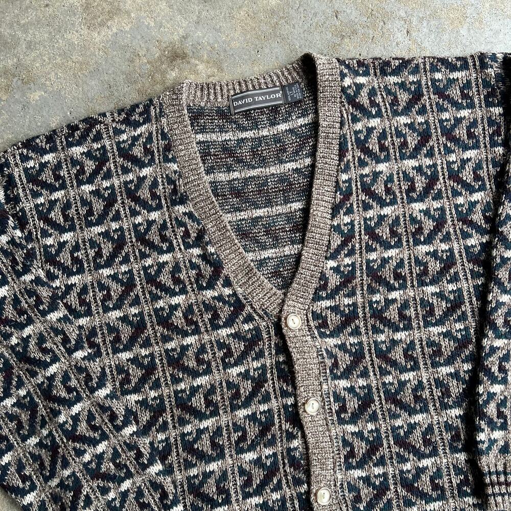 Vintage Y2k Abstract Pattern Cardigan Knit Sweater - image 2